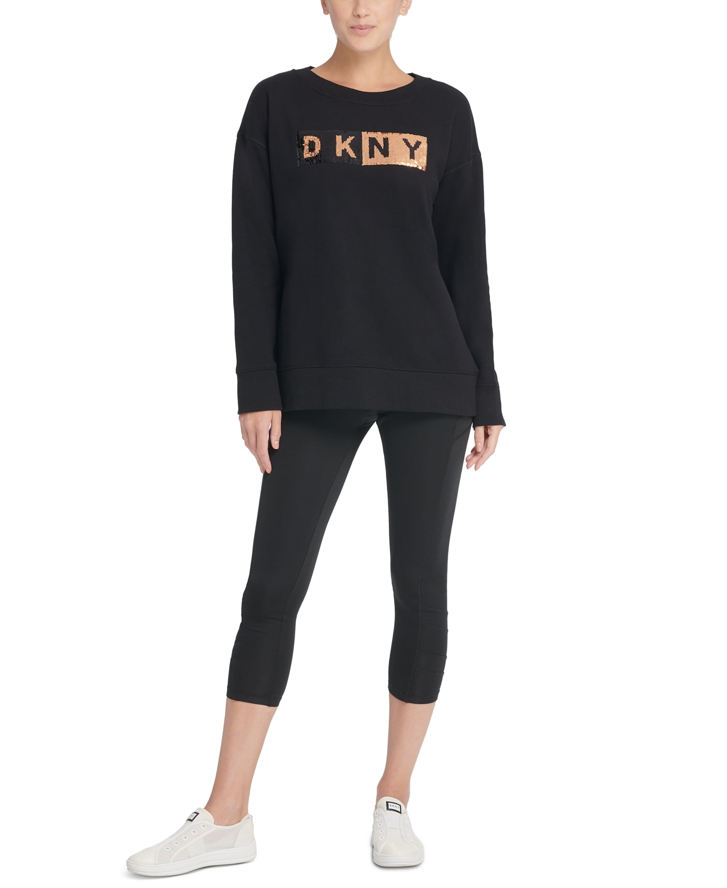 DKNY Womens Sport Sequin Logo Long Line 