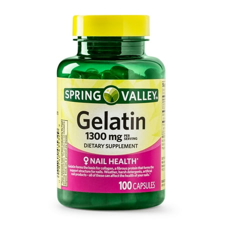 (2 Pack) Spring Valley Gelatin Capsules, 1300 mg, 100 (Best Gelatin For Joints)