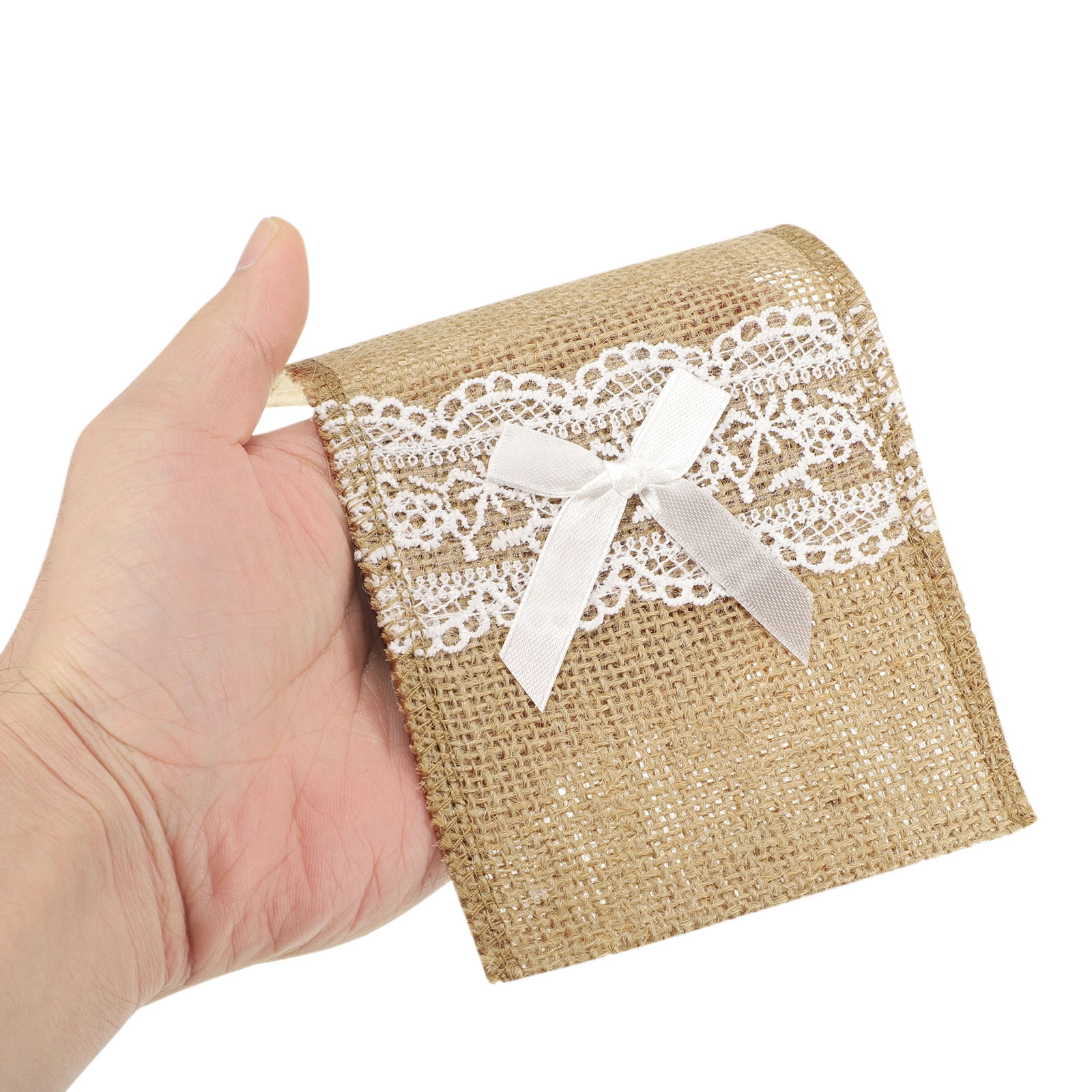 Uxcell 24Pcs Burlap Lace Utensil Holder Cutlery Pouch Silverware Holder