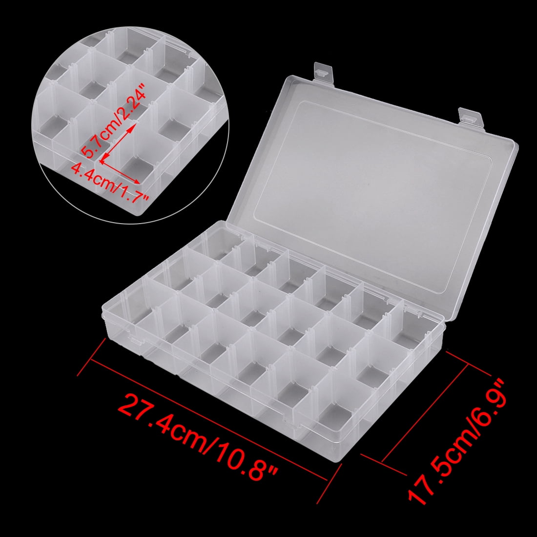 Plastic Grid Storage Box 18 Grids Clear Storage Transparent Container  Compartment Box with Removable Dividers 