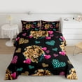 thumbnail image 2 of Castle Fairy Lion Animal Full Size Comforter Sets,Leopard Print Love Heart Bedding Sets, 2 of 8