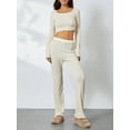 thumbnail image 2 of Biezeib Women’s Two Piece Outfits Set Long Sleeve Scoop Neck Crop Tops and Pants Set Loungewear, 2 of 6