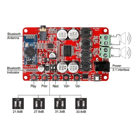 1066 Dual Channel - 50W + 50W TDA7492P Wireless Digital Bluetooth 4.0 Audio Receiver Amplifier Board 2 x 50W Dual Channel Amplifier