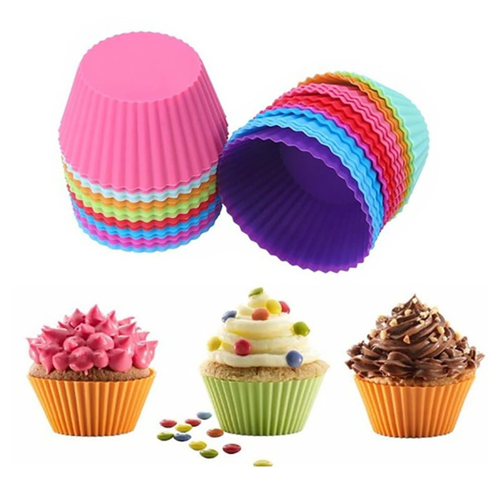 12pcs Soft Silicone Cake Muffin Chocolate Cupcake Bakeware Baking Cup Mold Mould 