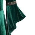 thumbnail image 4 of QATAINLAV Women's Flare Sleeve Renaissance Dress Halloween Cosplay Costume Victorian Dress Floor Length Velvet Lace Up Dress, Green, L, Birthday Gifts, 4 of 7