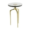 thumbnail image 6 of DecMode 13" x 22" Gold Aluminum Metal Small Tripod Accent Table with Textured Glass Tabletop, 1-Piece, 6 of 13