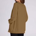 thumbnail image 3 of Sweatshirts for Ladies Round Neck Brown Pullover Long Sleeve New Casual Solid Color Casual Relaxed Fit Tops, 3 of 6