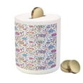 thumbnail image 3 of Pastel Piggy Bank, Peonies Daisies Tulips Colorful Doodle Style Botanical Garden with Heart Shapes, Ceramic Coin Bank Money Box for Cash Saving, 3.6" X 3.2", Multicolor, by Ambesonne, 3 of 4