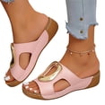 thumbnail image 2 of Domzle Orthopedic Wedge Sandals for Women Soft Comfortable ladies dressy Slip on wide width Arch support Casual Platform 2026 Walking Sandal Pink, 2 of 6