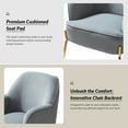 thumbnail image 3 of Velvet Upholstered Accent Chairs Set of 2 Metal Legs Curved Backrest Armchairs Bedroom Adult Grey, 3 of 9