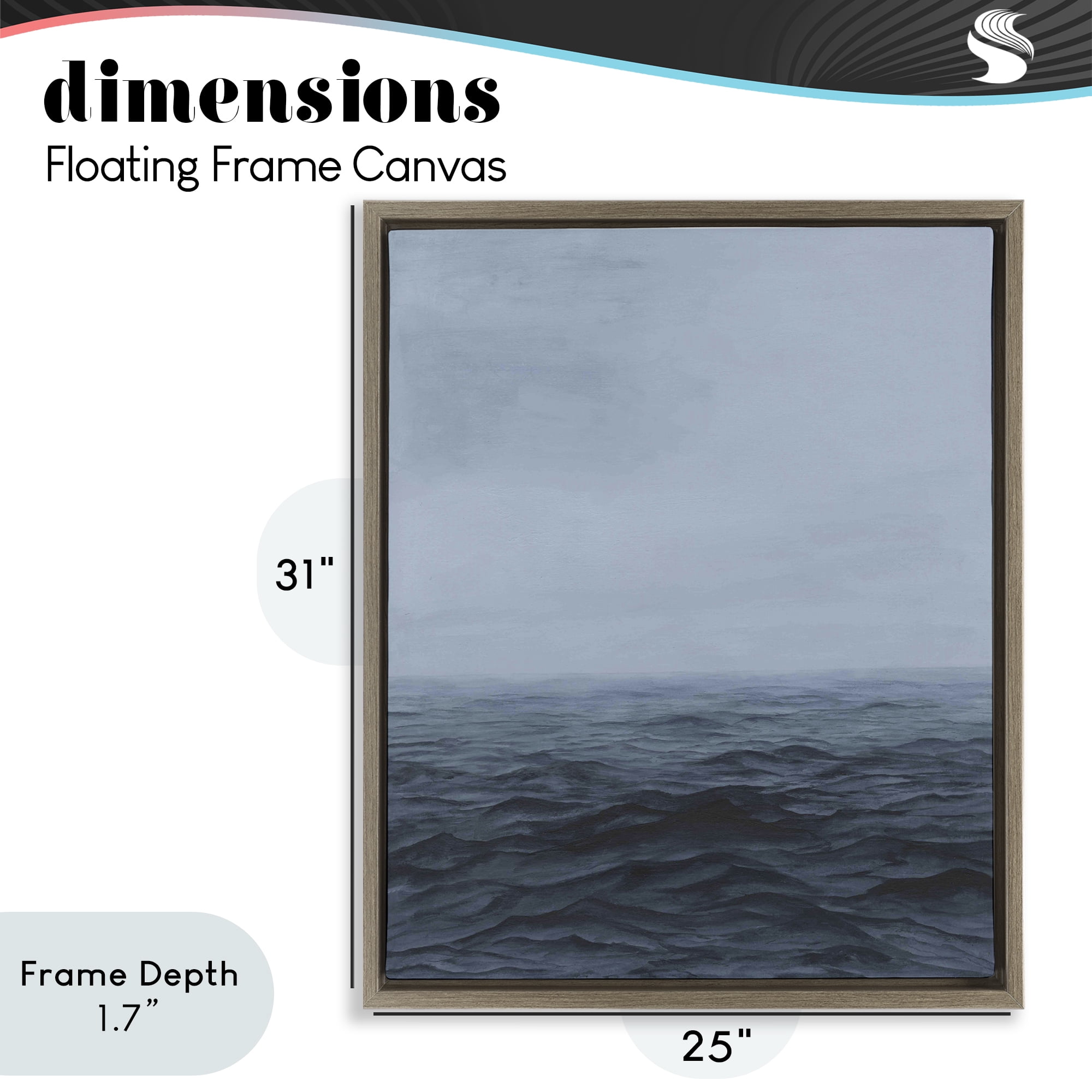 Stupell Industries Vast Ocean Expanse Brown Framed Floater Canvas Wall Art, design by Michael Willett