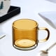 thumbnail image 2 of Tazas de café de vidrio para bebidas calientes con asas y vasos térmicos de doble pared marrón, 2 of 9