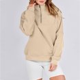 thumbnail image 1 of ICHUANYI Clearance Women's Half Zipper Short Fleece Quarter Zipper Pullover Winter 2023 Set Sweater Sweater Coat(Khaki, L) ICHUANYI WER2023081511660, 1 of 8