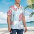 thumbnail image 5 of Pink Umbrella Hawaiian Shirts For Men, Summer Short-Sleeve Relaxed-Fit Button-Down Shirts X-Large, 5 of 9