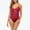 Wine, variant on HaoXianJian Womens 1 Piece Swimsuit Solid color Cutout Bathing Suit Crew Neck Swim Suit SlimSwimwear Bodysuit