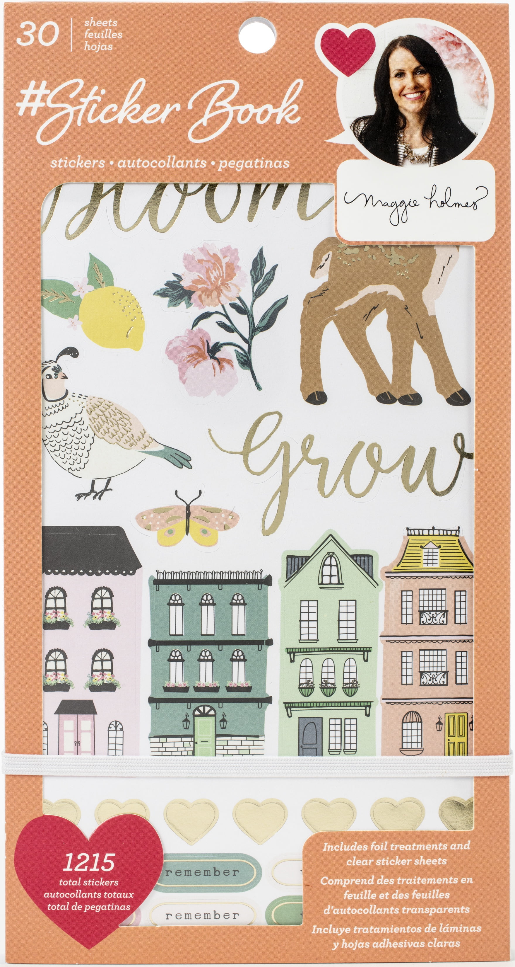 American Crafts Sticker Book 4.75"X8"Maggie Holmes W/Gold Foil 1215