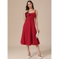 thumbnail image 4 of DARING DIVA Women's Spaghetti Strap Sweetheart Neck Side Slit A Line Dresses S Red, 4 of 6