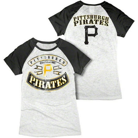 MLB - Pittsburgh Pirates White Women's Crewneck Burnout Raglan T-Shirt