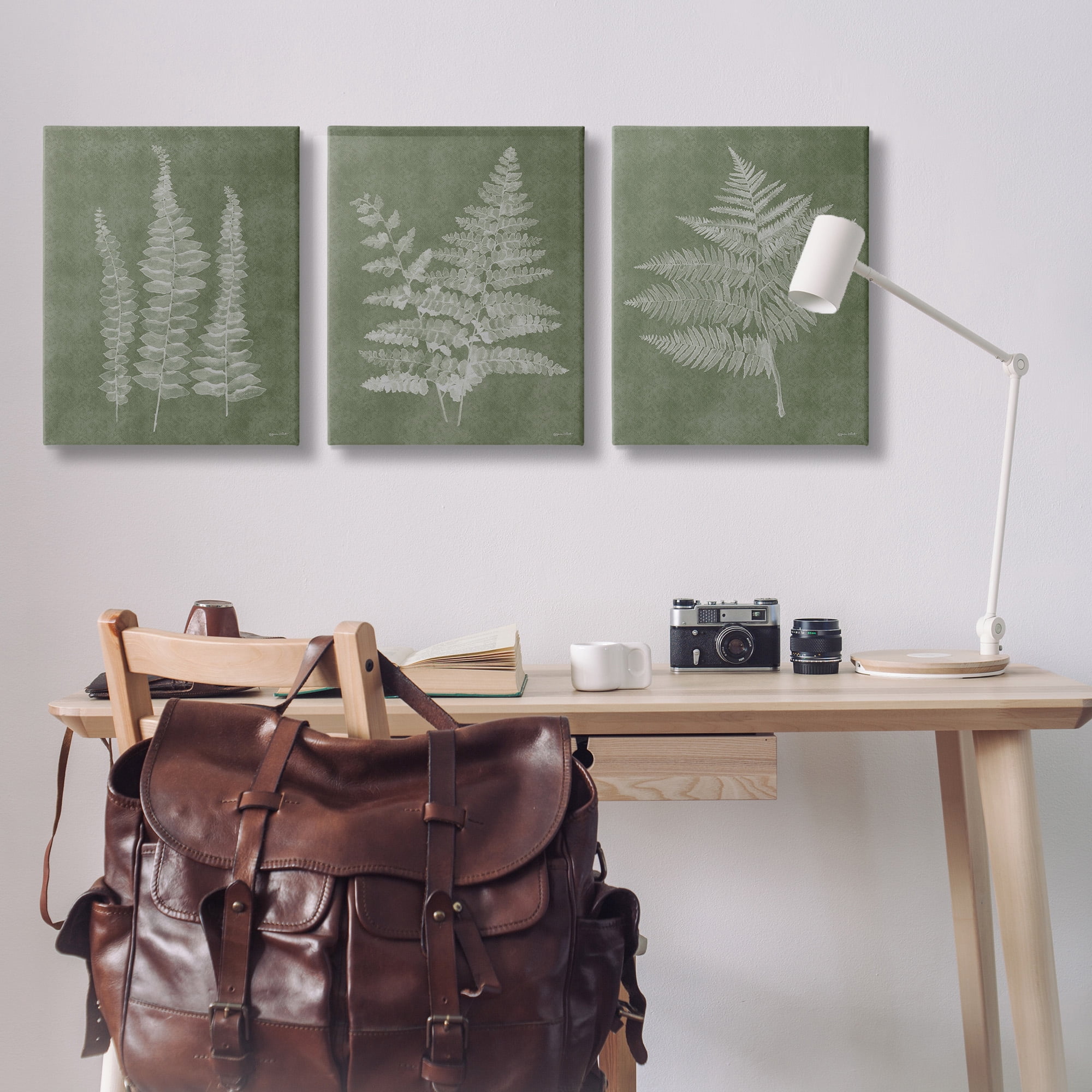 Stupell Industries Vintage Fern Silhouettes Botanical & Floral Painting Gallery Wrapped Canvas Art Print Wall Art, 24 x 30, Set of 3