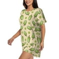 thumbnail image 2 of Qekee Kiwi Ice Cream Women's Pajama Set Short Sleeve Sleepwear Summer Home Wear with Pockets Soft Short Sleeve Shirt - Kiwi Ice Cream, 2 of 9