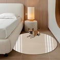 thumbnail image 2 of Farmhouse Khaki Round Rugs for Living Room 4ft White Stripe Non Slip Circle Rug Washable Low-Profile Indoor Carpet for Bedroom, Dining Room, Bathroom, 2 of 9