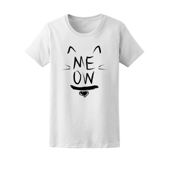 Meow Cute Cat Ears, Kitty Lovers T-Shirt Women -Image by Shutterstock, Female Large