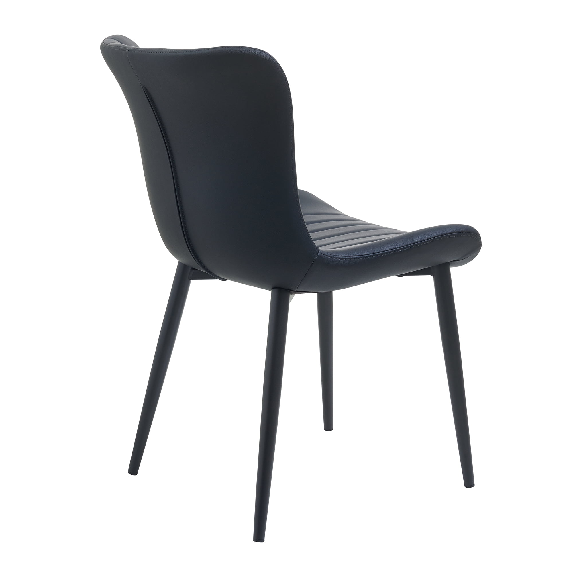 Euroco Mid-Century Modern Dining Chairs Set of 2, Accent Chairs with Curved Back and Iron Frame, Kitchen Side Chairs for Bedroom, Living Room,Dining Room,Black
