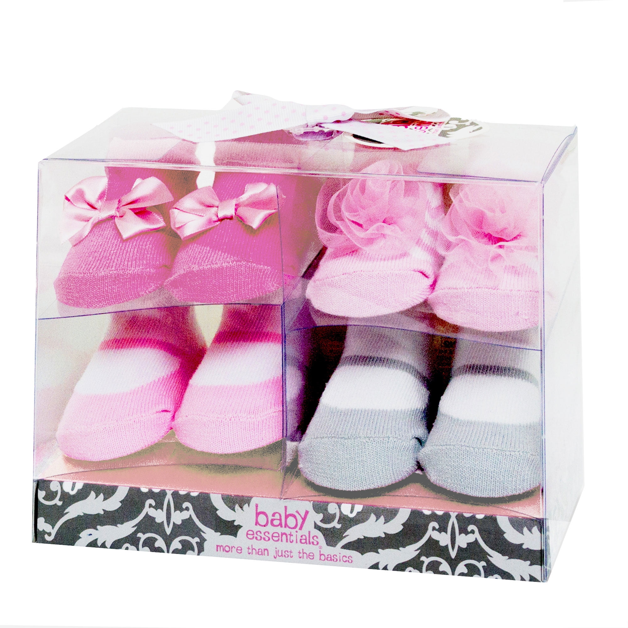 0-6 Months Stay On Baby Socks Mary Jane with Blue flower