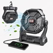 DAYBETTER Camping Fan with Light, Adjustable Brightness Oscillating Portable Rechargable Fan with 4 Speeds, Timer Portable Battery Operated Outdoor Fan for Travel, Hiking, Fishing, Picnic