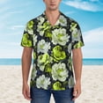 thumbnail image 2 of Fuzoiu Teal floral elegance Print Hawaiian Shirt for Men, Summer Beach Casual Short Sleeve Button Down Shirts, Men’s Beach Summer Shirts with Pocket,3X-Large, 2 of 7
