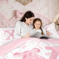thumbnail image 6 of Erosebridal Pink Bow Tie Bedding Sets Twin Size, Initial X Letter Comforter Sets with Sheets, Cute Catoon Decor, Reversible 7-Piece, 6 of 8