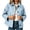 Light Blue, variant on TGSLY Women's Checkered Cropped Jacket Causal Collared Button Down Gingham Coat Loose Fit Long Sleeve Trendy Street Fall Winter Outerwear with Pockets XXL