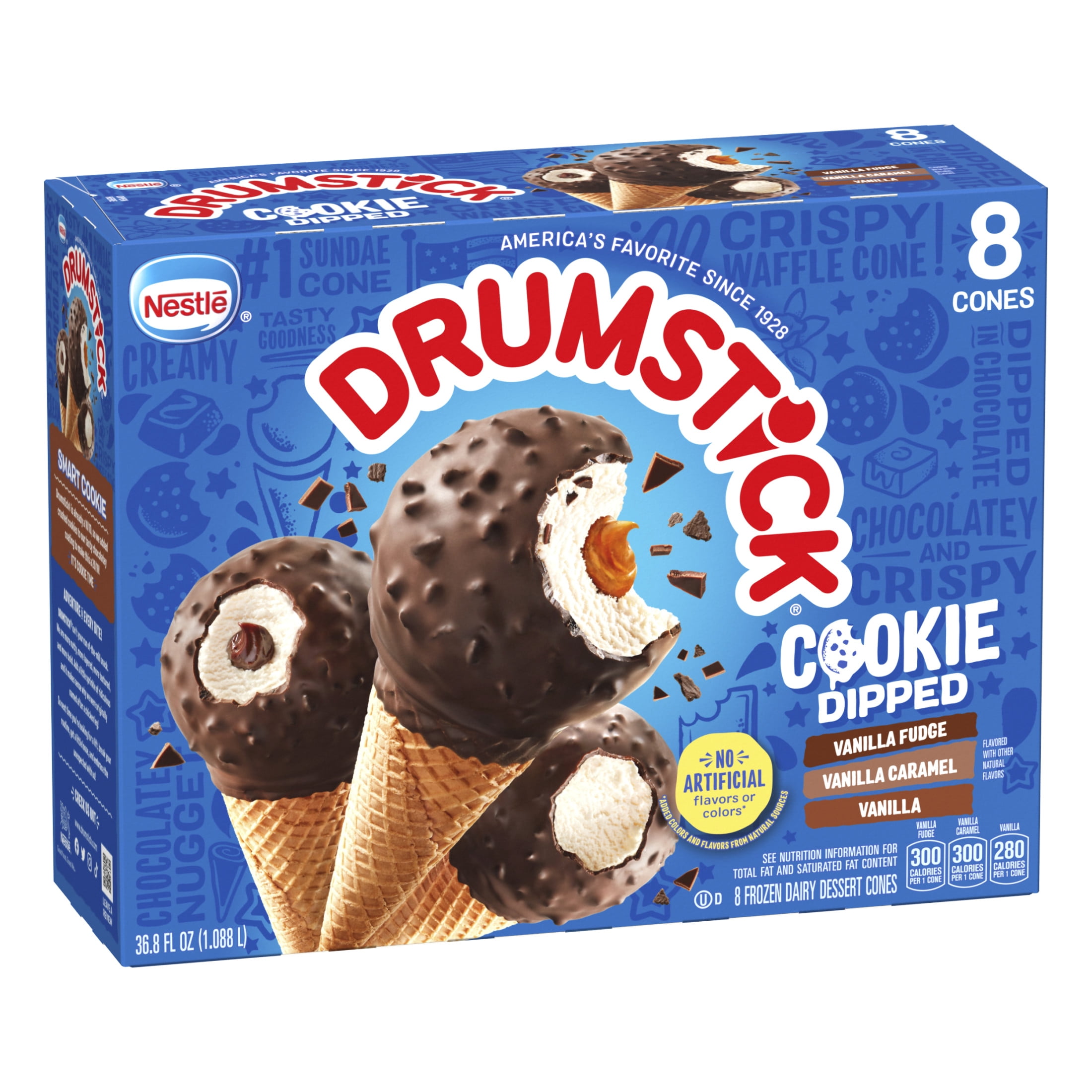 Drumstick Cookie Dipped Vanilla Sundae Cones Variety Pack, Kosher, 8 Count