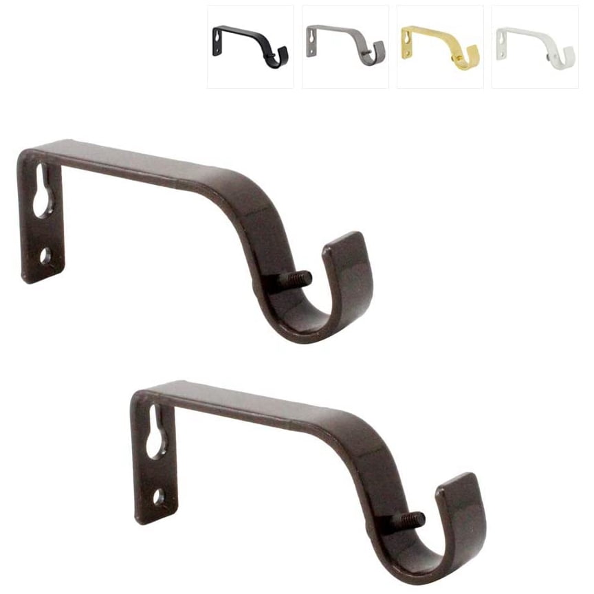 Curtain Rod Brackets, Satin Nickel, Set of 2, Premium Steel Cafe Rod Bracket for Walls, Curtain Rod Holder