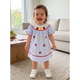 thumbnail image 4 of Yuemengxuan Toddler Girl Back to School Dress Letter Apple Short Sleeve Round Neck Striped Dress, 4 of 9
