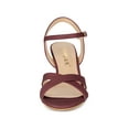 thumbnail image 6 of BLISSFUL STEP Women's Shoes Kitten Heel Open Toe Cross Straps Adjustable Ankle Strap Sandals Burgundy 6, 6 of 8
