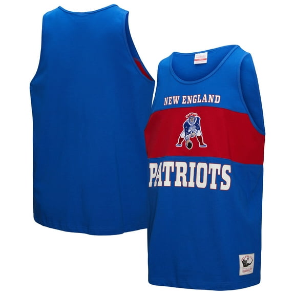 Men's Mitchell & Ness Royal New England Patriots Retro Colorblock Tank Top