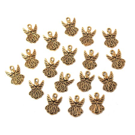 3/4 Inch Circle Charm Necklace - Small Cute Angel Metal Charms, Gold, 3/4-Inch, 18-Count
