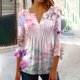 thumbnail image 1 of ICHUANYI Clearance Women Fashion Printed Casual V-Neck Short Sleeve Loose T-Shirt Blouse Tops(Pink, M) ICHUANYI WER2023081002724, 1 of 5