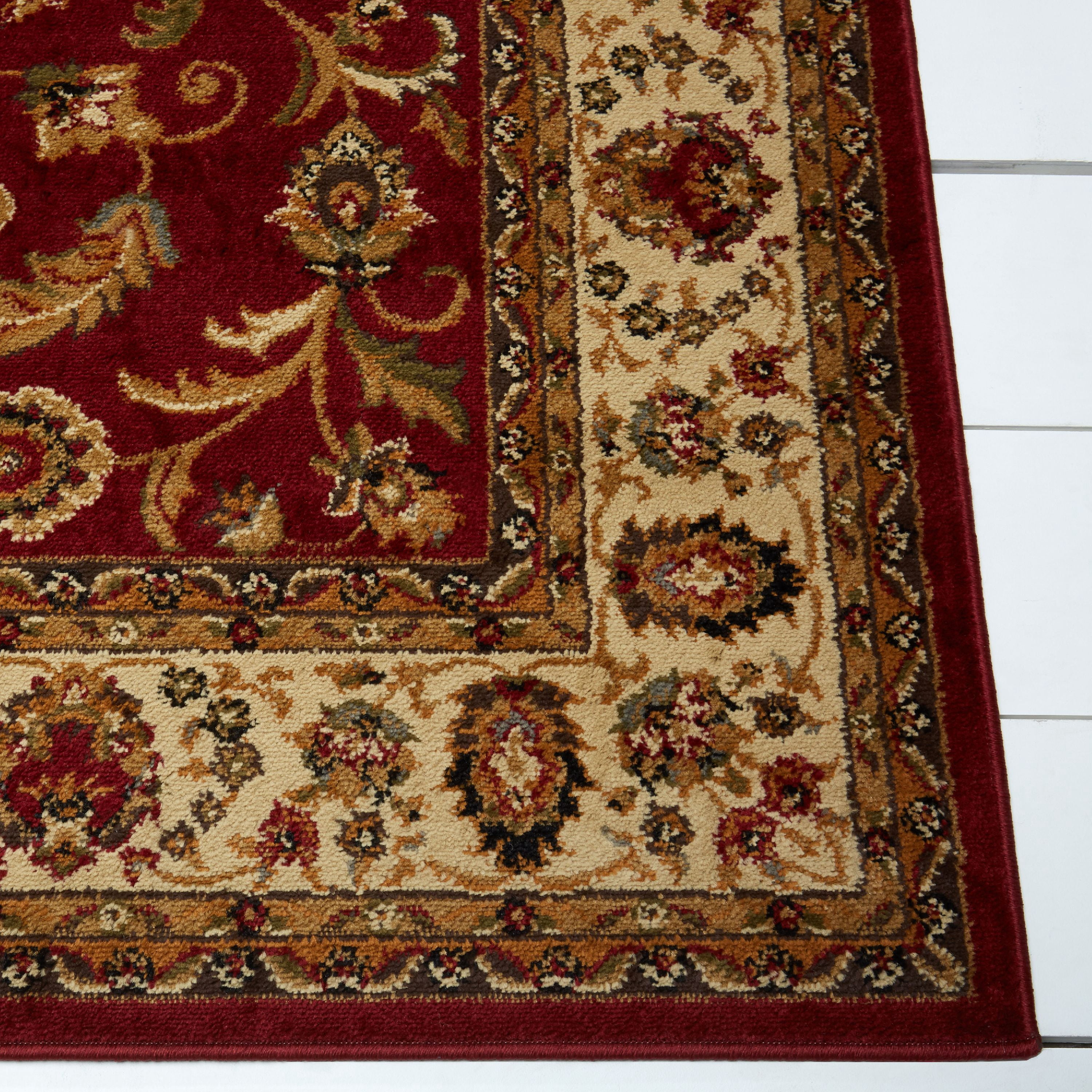 Home Dynamix Royalty Elati Traditional Ornate Damask Area Rug, Red/Ivory, 5'2"x7'2"