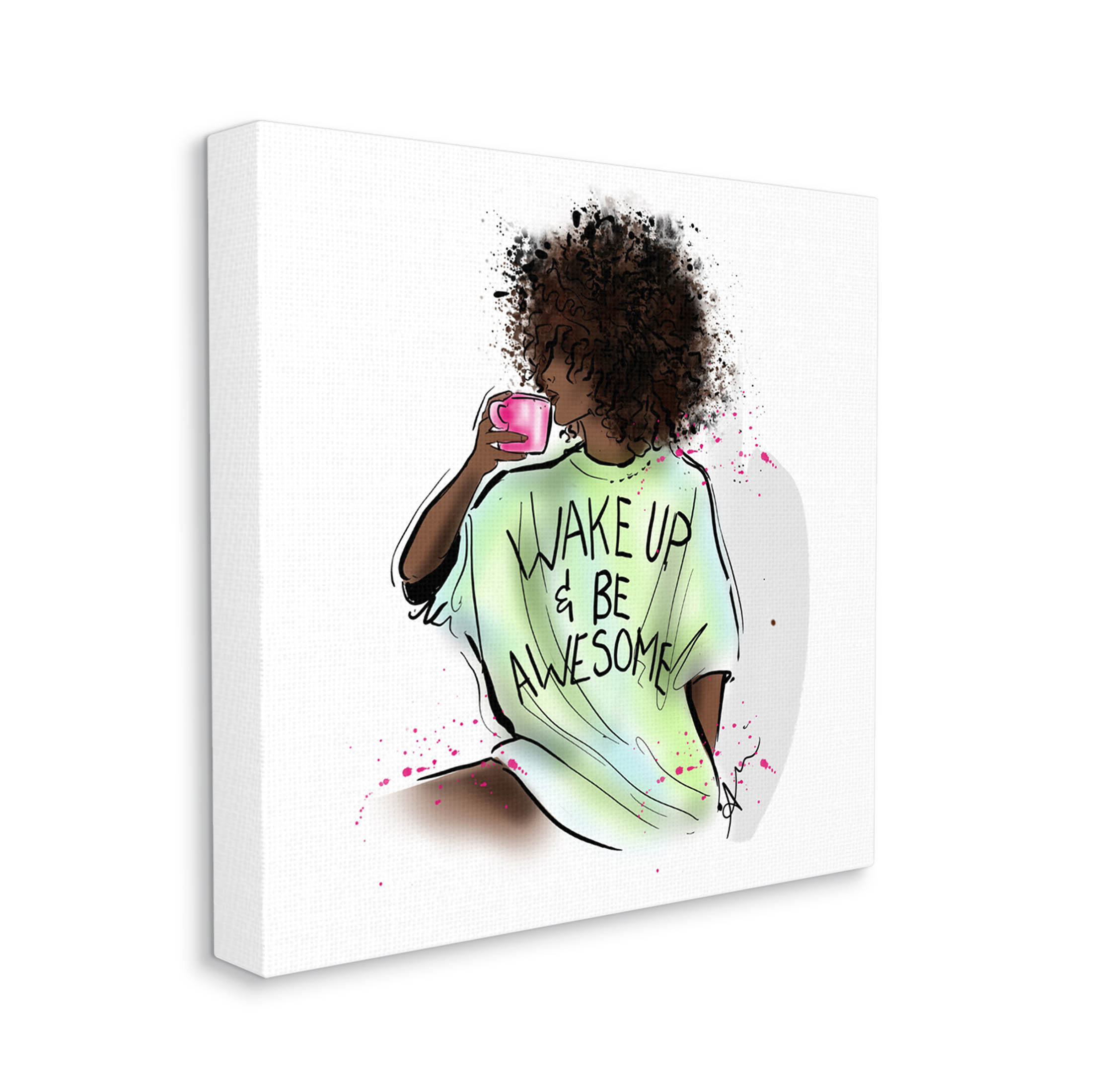 Stupell Industries Wake Up Be Awesome Phrase Graphic Art Gallery Wrapped Canvas Print Wall Art, Design by Alison Petrie