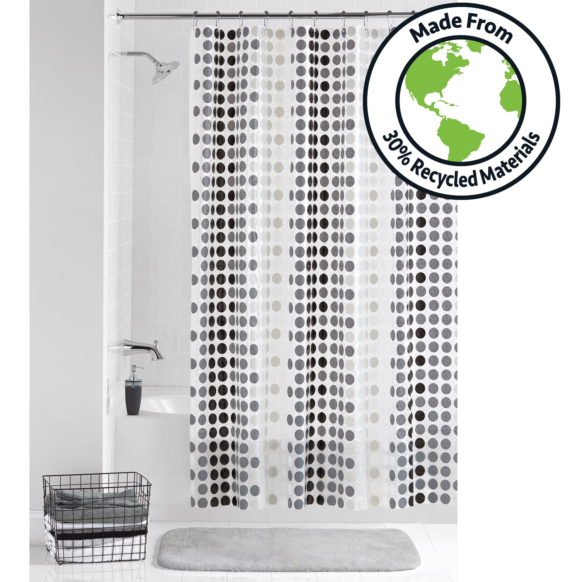 Mainstays Ecofriendly Odette Waterproof Recycled PEVA Shower Curtain