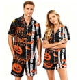 thumbnail image 2 of DORKASM Halloween Matching Pajamas for Couples Pj Sets for Woman Men Bat Pumpkin Print Button Down Sleepwear S, 2 of 5