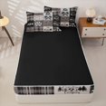 thumbnail image 4 of Manfei Adventure Camper Wildlife Zipper Full Size Comforter Sets with Fitted Sheet and 2 Pillowcases,Vintage Plaid Zipper Bedding Set,Taupe Black,Reversible, 4 of 7
