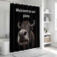thumbnail image 6 of Funny Yak Shower Curtain, Waterproof Shower Curtains for Bathroom, Welcome To OUR Place Modern Retro Washable Fabric Bathtub Curtain Set Bath Decor with 12 Hooks Extra Long 72"x96", 6 of 8