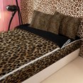 thumbnail image 3 of Meiyoeat Textured Leopard Print Zipper Full Size Comforter Sets with Fitted Sheet and 2 Pillowcases, Retro Furry Animal Pattern Zipper Bedding Set, Brown Black,4pcs,Black Reversible, 3 of 6