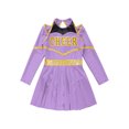 thumbnail image 5 of iiniim Cheer Leader Girls Contrast Color Cold Shoulder Cheerleading Uniform Dress Birthday Party Lavender 14, 5 of 7