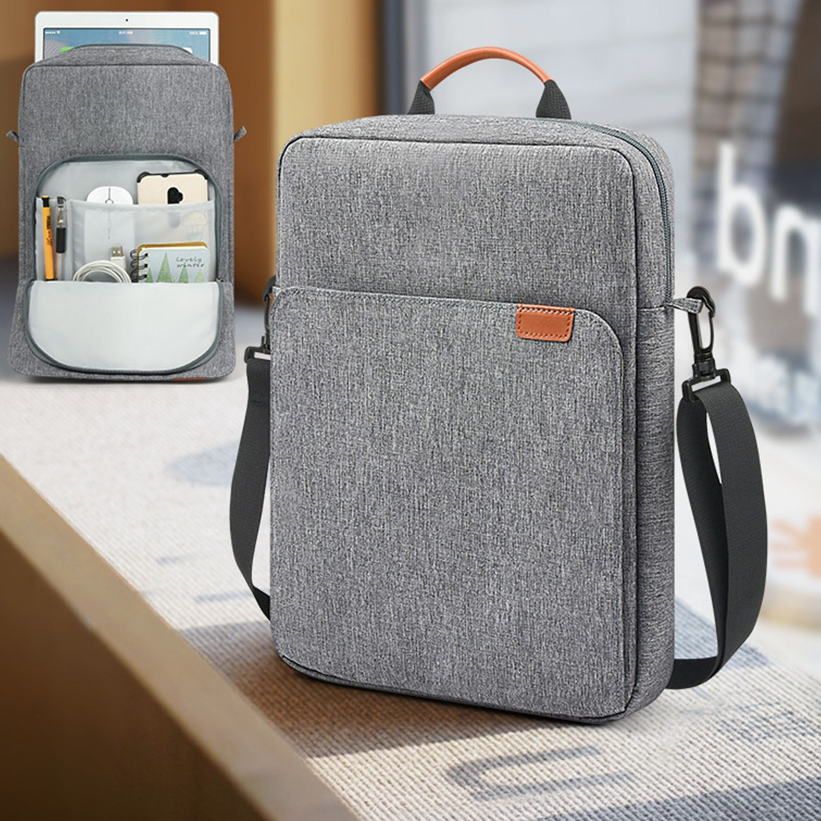 Laptop Case Computer Bag for 13-13.3 Inch MacBook Air/Pro Computer Notebook, Waterproof Protective Lightweight Laptop Computer Cover Bag,Student Business Messenge Crossbody Handbag(Grey,)