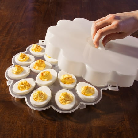 Trademark Home Set of 2 Deviled Egg Trays with Snap On Lids, Holds 36