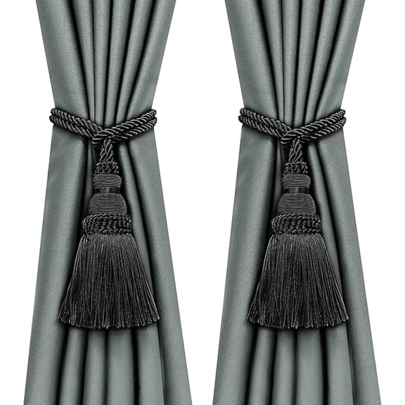 LYH Fenghuangwu 2 Pack Curtain Tie Backs Rope Tassels for Curtains Drape tiebacks Handmade Outdoor Home and Outdoor Decorative (Black, 2p)